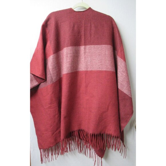 Woolrich Women One Size Plaid Fringed Shawl Cape Poncho Southwestern Boho Reds - Picture 2 of 7